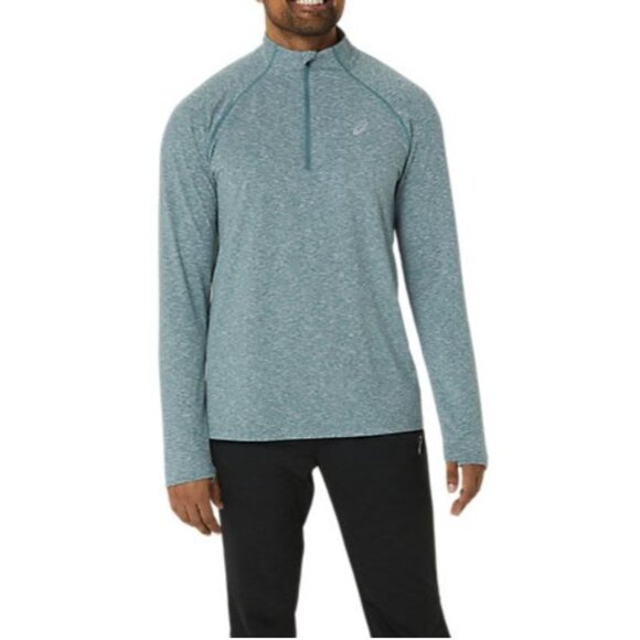 Asics 1/4 Zip Pull Over Shirt Mens XL Blue Activewear Golf Casual - Picture 1 of 9